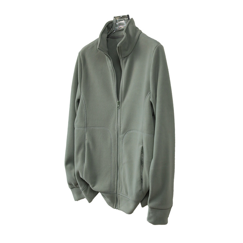 简约运动风立领拉链卫衣摇粒绒男女同款长袖休闲夹克外套绿色