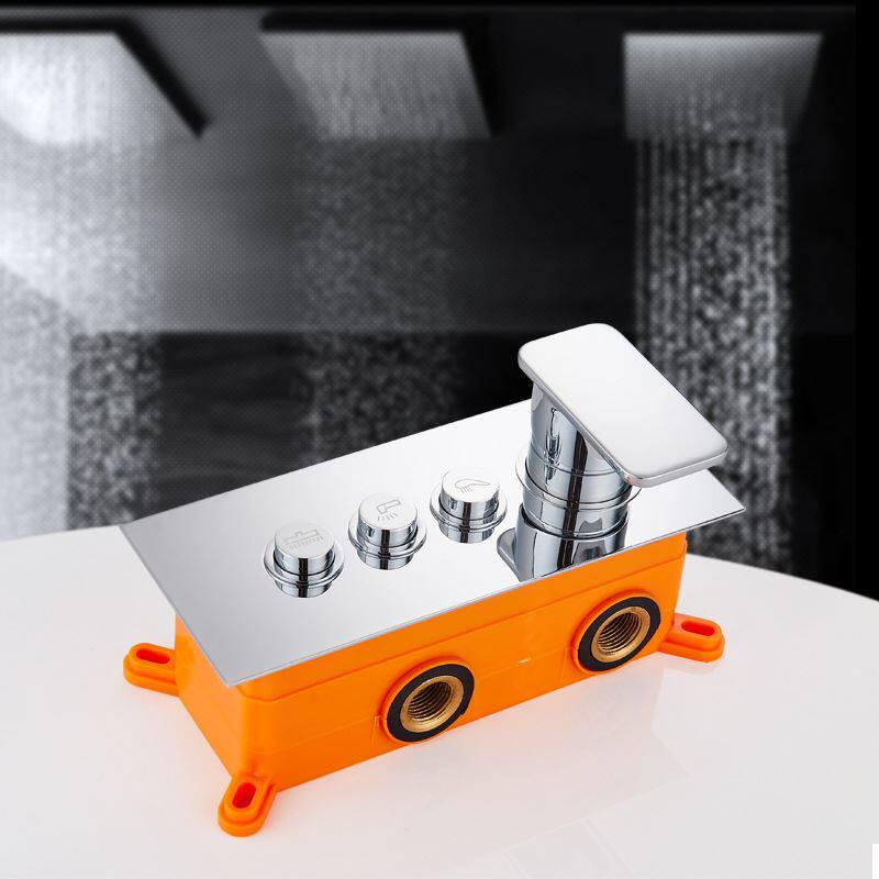 暗装花洒预埋盒混水阀按键式铜淋浴开关主体入墙式花洒h813