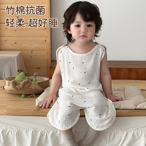 婴儿纱布背心式睡袋夏季防踢
