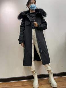 派克羽绒服 女款中长款加厚收腰显瘦 鹅绒服 毛领工装外套 仙女款