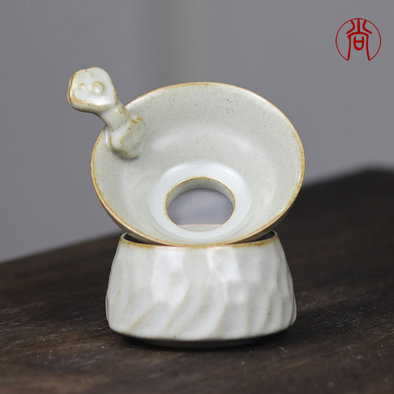 草木灰日式陶瓷茶漏茶叶过滤器