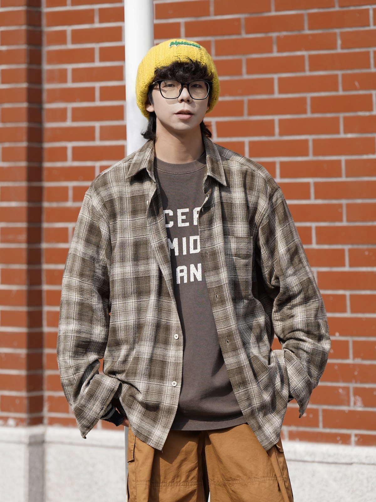 DGZZ日系格子衬衫男女宽松休闲复古百搭长袖上衣简约潮流情侣衬衣,男装,衬衫,淘宝优惠券,粉丝福利购,淘宝优惠卷