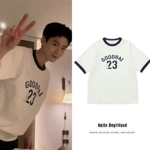 白敬亭同款goodbai23号短袖T恤男女同款夏季新款宽松休闲上衣