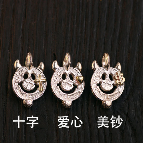 金馨925银手工BWL恶魔笑脸吊坠