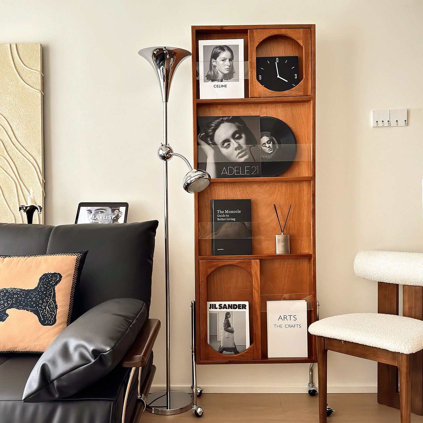 复古实木全身镜丨穿衣收纳一体镜