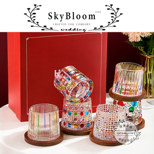 SkyBloom诗客旋转杯威士忌酒杯家用轻奢礼物洋酒杯婚礼乔迁礼盒杯