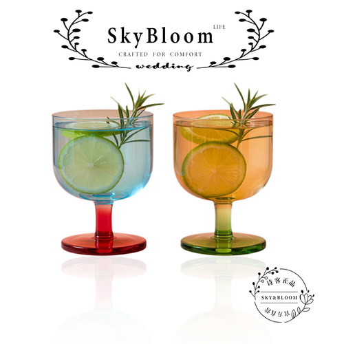 SkyBloom诗客高颜值矮脚香槟酒杯