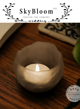 SkyBloom诗客光波玻璃烛台浪漫氛围感蜡烛台装饰小摆件烛光晚餐