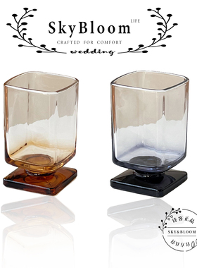 SkyBloom诗客几何杯中古小众设计渐变玻璃杯ins果汁杯气泡酒杯
