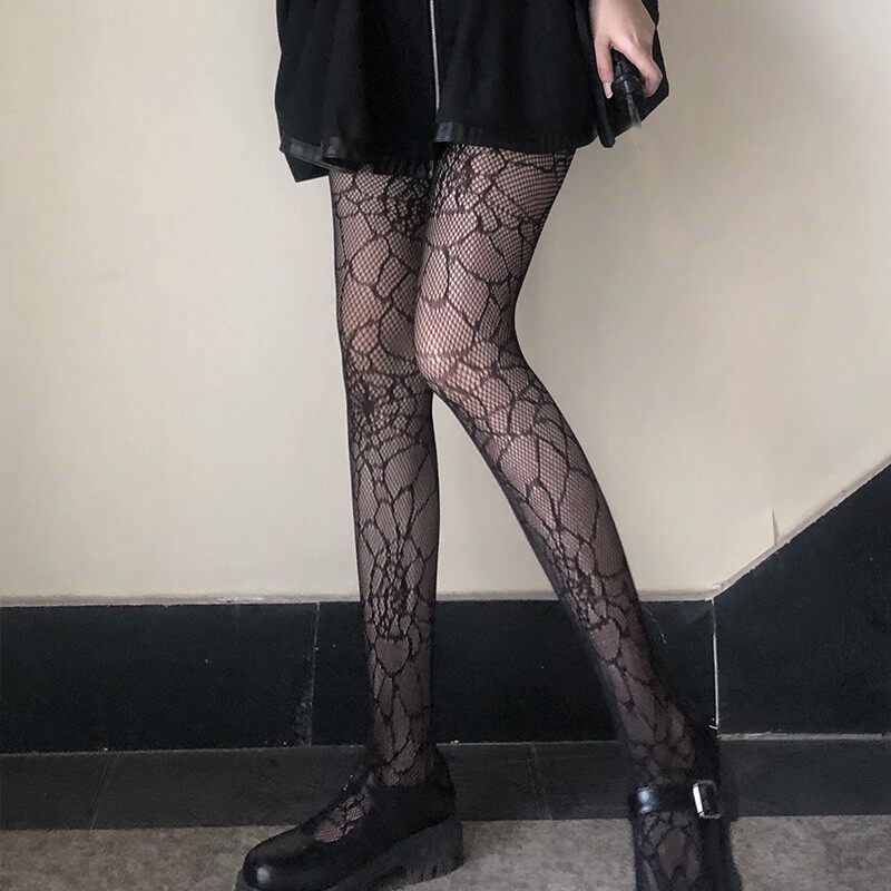 暗黑洛丽塔lolita蜘蛛网朋克哥特蒸汽丝袜修女万圣节镂空连裤袜酷