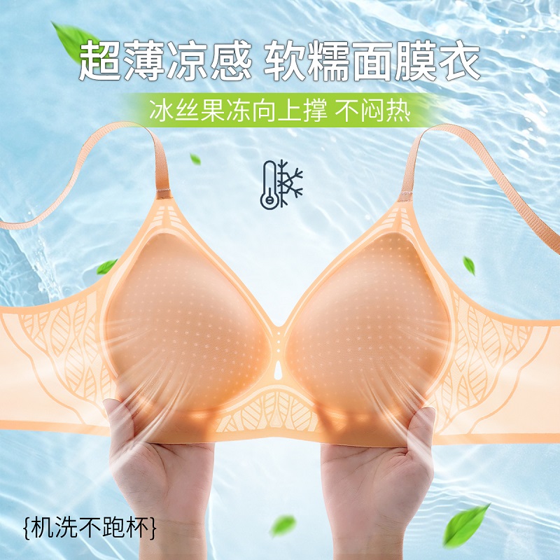 无痕内衣女大胸显小胸聚拢胸罩夏季超薄款凉感无钢圈美背冰丝文胸-封面