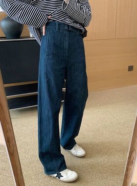 显廋裤！本酵素洗立裁茧型阔腿裤早春原色牛仔裤女2025新款