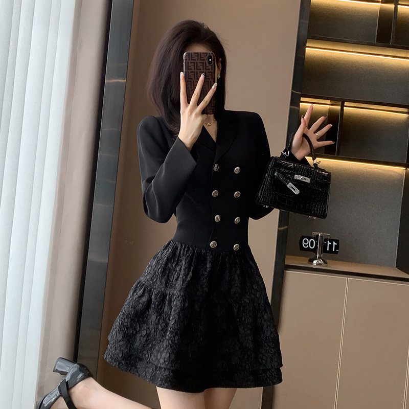 秋季2025新款女装西装连衣裙气质显瘦小香风高级感黑色小个子裙子