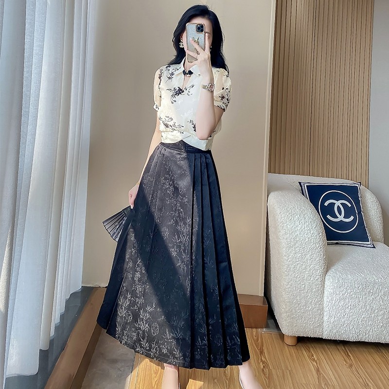 气质马面裙汉服套装女夏高级感2024夏季新款中式国风半身裙两件套