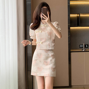 新中式国风套装裙2026夏季新款女装式小个子短裙两件套连衣裙女