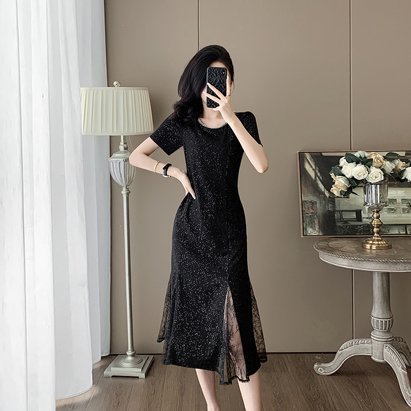 高级感黑色连衣裙女夏季