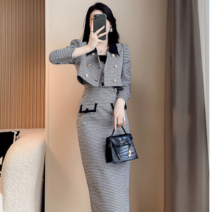 秋季职业套装女2023早秋装新款女装小香风休闲时尚洋气减龄两件套