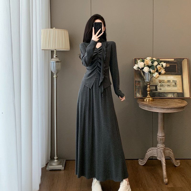 早秋穿搭一整套灰色减龄显瘦高级感超火上衣半身裙两件套女连衣裙,女装/女士精品,时尚套装,淘宝优惠券,粉丝福利购,淘宝优惠卷