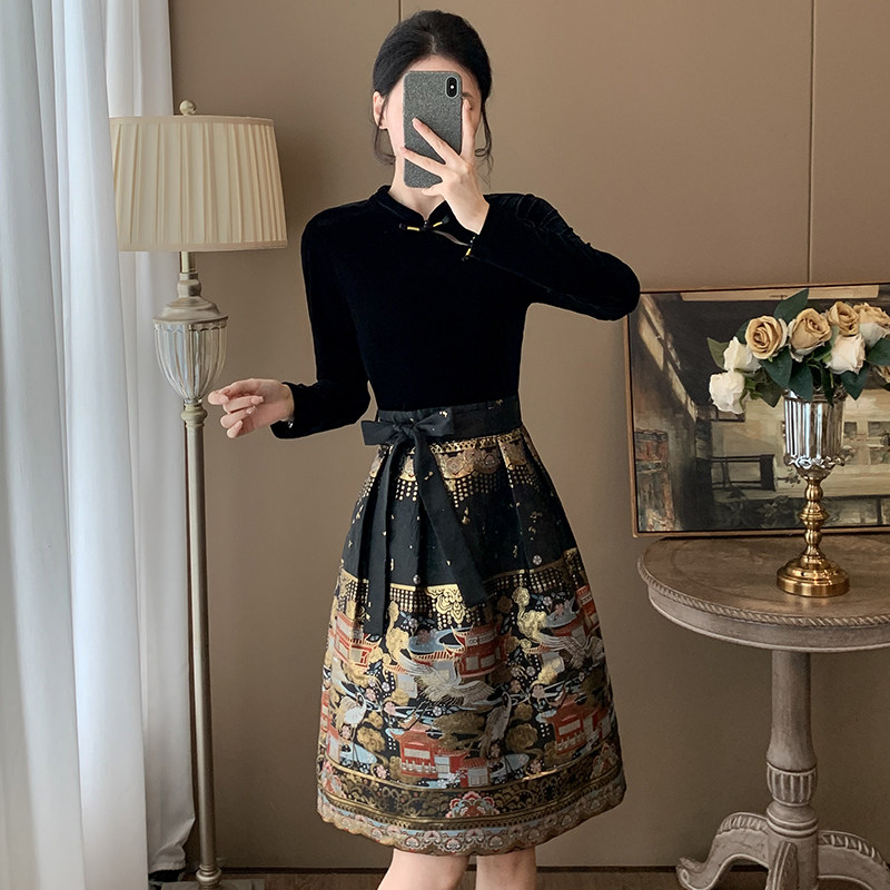 2026新款新中式改良旗袍高级感国风马面连衣裙小个子气质显瘦裙子