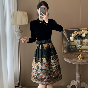 2025新款新中式改良旗袍高级感国风马面连衣裙小个子气质显瘦裙子