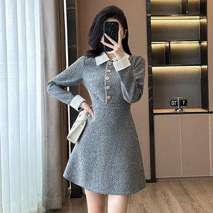 小个子连衣裙女秋冬2024新款季高级感收腰气质小香风打底裙子法式