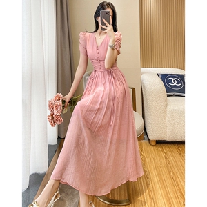 高级感法式连衣裙夏2023夏季新款名媛气质显瘦长裙子女小众设计感