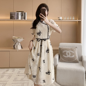 改良旗袍连衣裙女夏季2023新款新中式高级感气质名媛收腰显瘦裙子