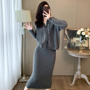 秋冬装搭配一整套时尚炸街气质高级感针织毛衣半身裙子两件套装女