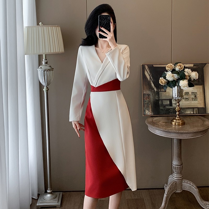 正式场合洋气高贵西装连衣裙女秋季收腰显瘦气质法式高级感长裙子