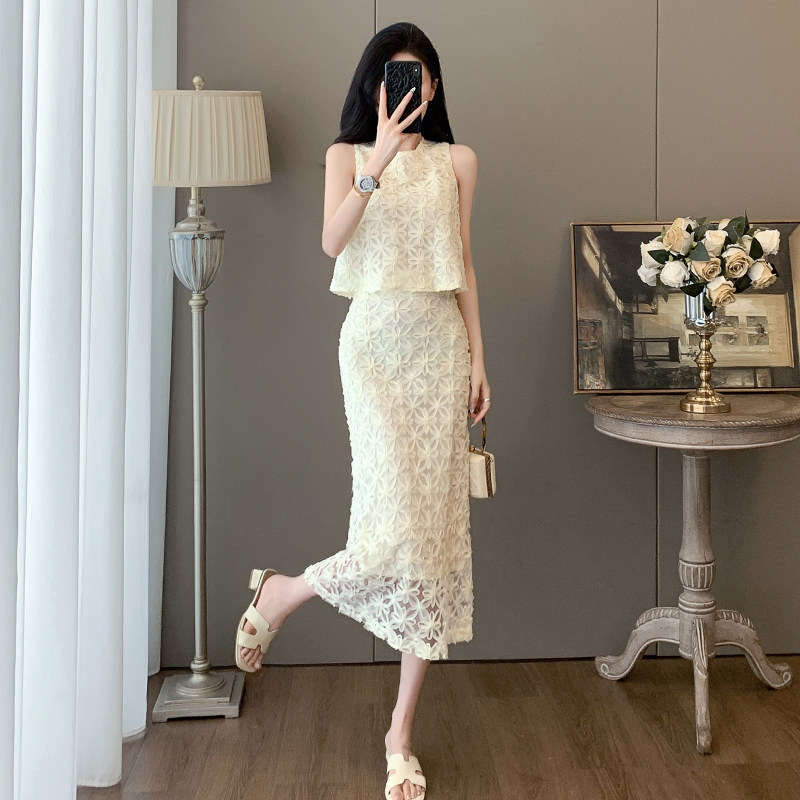 2025夏季新款时尚套装女设计感小众气质高级感中长款半身裙两件套