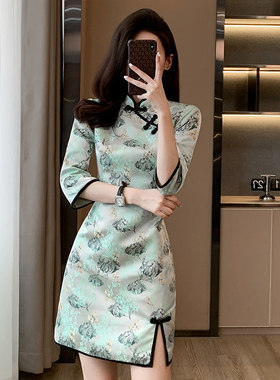 新中式复古民国风连衣裙女