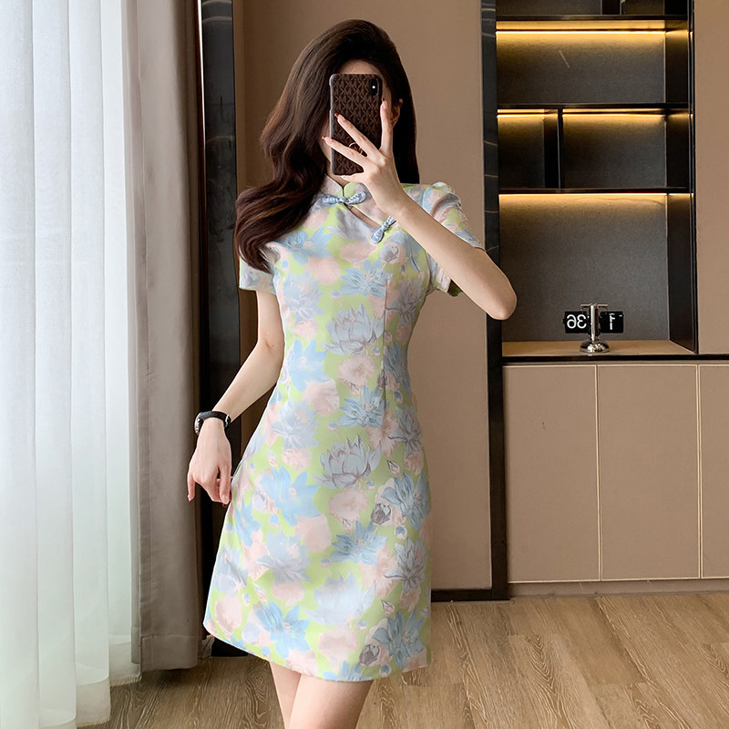 2026新款夏季气质显瘦小个子短款新中式国风旗袍连衣裙收腰裙子女