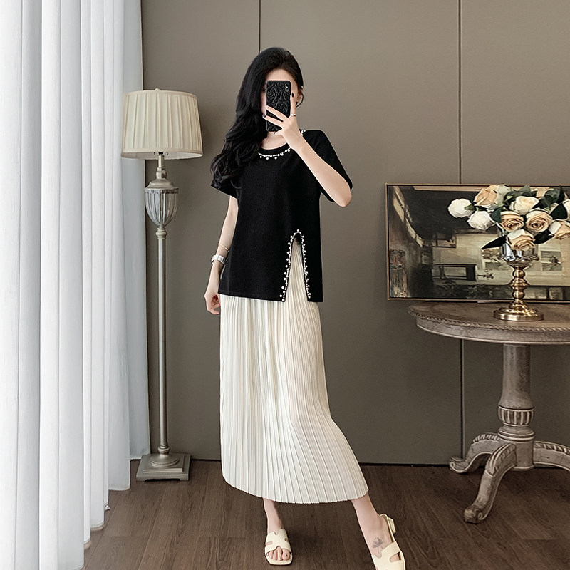 2025夏季新款时尚套装女高级感气质名媛短袖上衣半身裙两件套法式