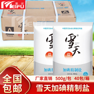雪天加碘精制盐500g整箱商用食用盐炒菜炖汤腌制调味专用细盐批发