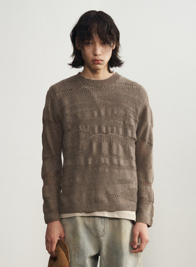 11St Crops “彩点”羊毛镂空凹凸肌理垂坠慵懒廓形毛衣针织衫