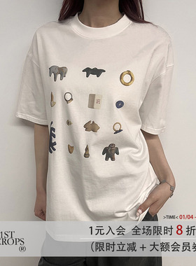 11st crops*fun vintage t 趣味古物vintage印花纯棉短袖T恤