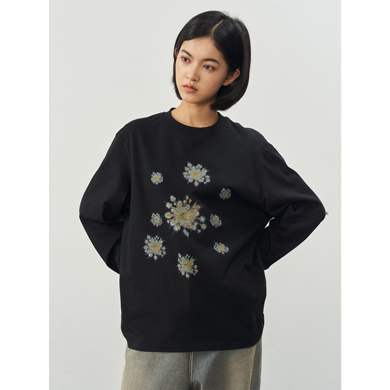 11st crops*hot stamping fireworks t 烫钻烟花数码印花纯棉T恤