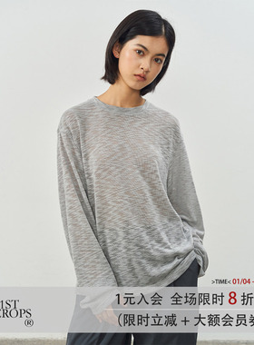 11st crops*silver silk t 不规则肌理银丝提花长袖针织T恤