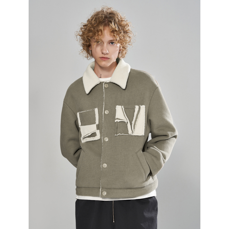 11StCrops针织复合羊羔绒棉衣