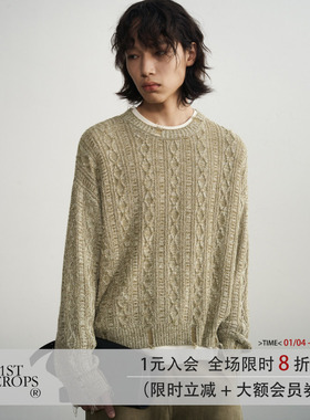 11St Crops “藤蔓”进口和纸纱羊毛混织垂坠慵懒廓形毛衣针织衫