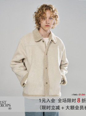 11St Crops 麂皮羊羔绒拼接原创独立设计做旧轻复古棉衣外套夹克