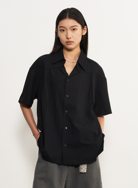 11st crops*cuban collar shirt 压褶垂坠感异形古巴领短袖衬衫