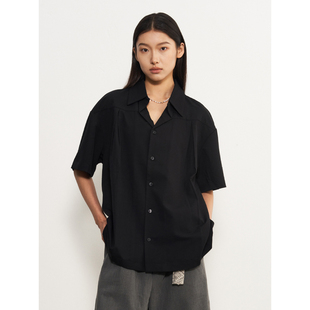 11st crops*cuban collar shirt 压褶垂坠感异形古巴领短袖衬衫