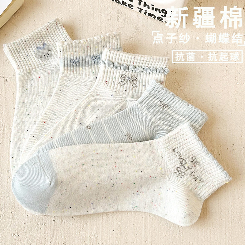春夏季袜子女短袜点子纱棉袜不掉跟吸汗透气船袜女袜子