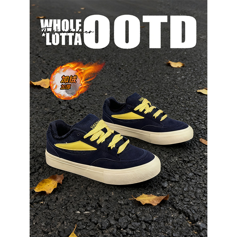 NewRockstarChoppa 冬季加绒保暖小众厚底板鞋男百搭休闲运动棉鞋