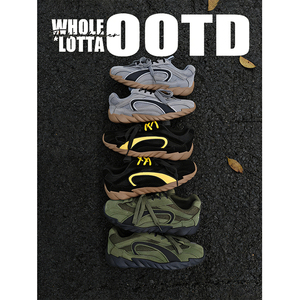 NewRockStarChoppa 复古德训鞋男士春季小众厚底运动休闲赛车潮鞋