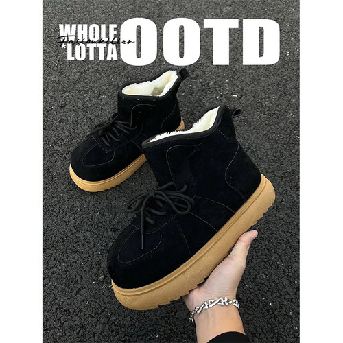 NewRockStarChoppa 厚底加绒保暖雪地靴男款冬季休闲圆头墩墩棉鞋