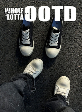 NewRockStarChoppa 夏季透气增高帆布鞋男款小众做旧运动休闲板鞋