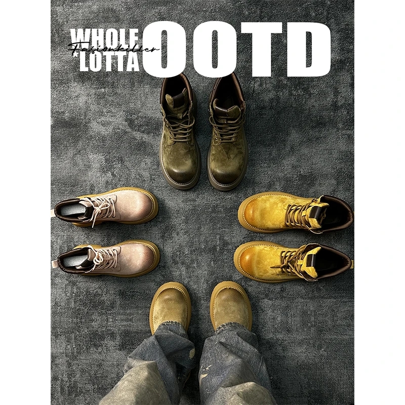 NewRockStarChoppa 冬季高级感CleanFIt顶男休闲马丁靴厚底德比鞋