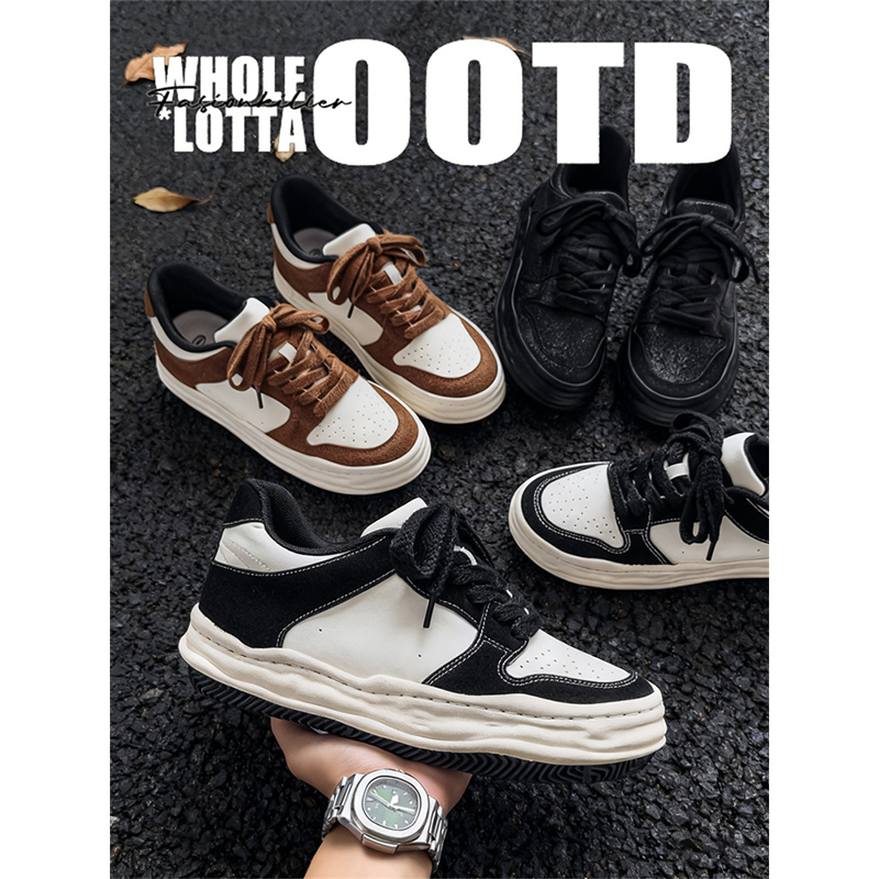 NewRockStarChoppa 秋冬小众设计厚底板鞋男款休闲运动百搭溶解鞋